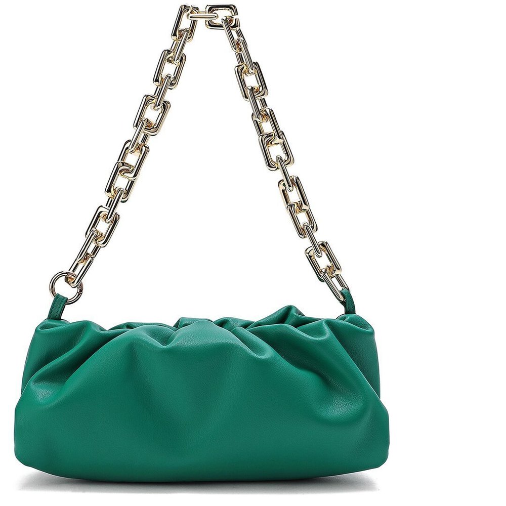 Tiffany & Fred Green Shoulder Bag with Gold Chain Strap
